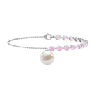 Arisha Jewels-Freshwater Pearl Charm Bracelet with Pink Sapphire