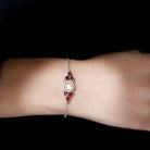 South Sea Pearl Silver Chain Bracelet with Garnet - Arisha Jewels