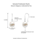 Arisha Jewels-White Freshwater Pearl Drop Earrings with Diamond