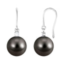 Arisha Jewels-Solitaire Tahitian Pearl Drop Earrings with Diamond