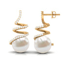 Arisha Jewels-Contemporary Freshwater Pearl Drop Earrings with Diamond