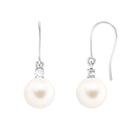 Arisha Jewels-White Freshwater Pearl Drop Earrings with Diamond