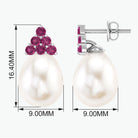 Elegant Drop Shape Pearl Drop Earrings with Tourmaline Freshwater Pearl - ( AAA ) - Quality 92.5 Sterling Silver - Arisha Jewels