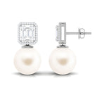 Arisha Jewels-Classic Freshwater Pearl Drop Earrings with Diamond