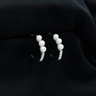 Classic Freshwater Pearl Half Hoop Silver Earrings Freshwater Pearl - ( AAA ) - Quality 92.5 Sterling Silver - Arisha Jewels