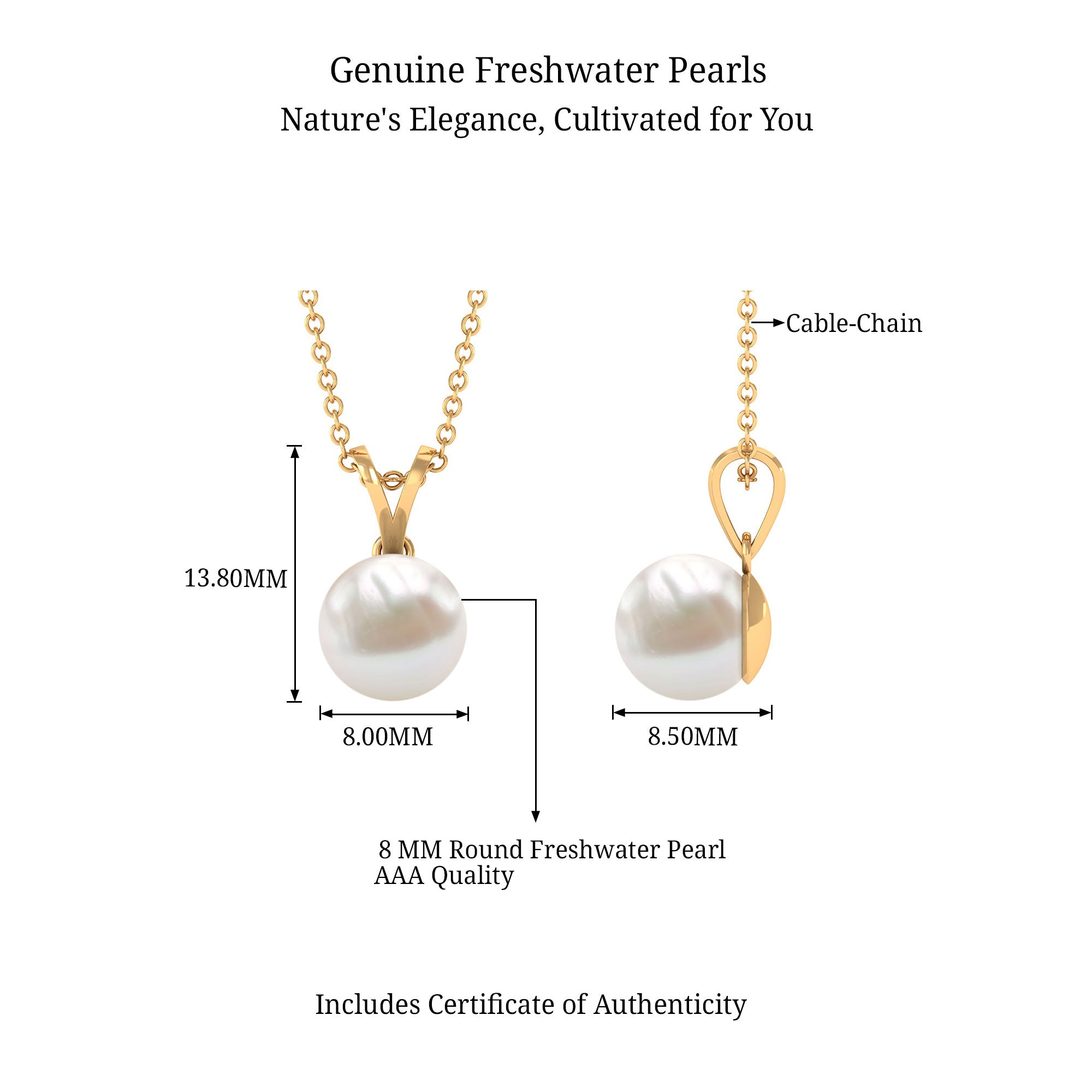 Arisha Jewels-Cultured Freshwater Pearl Solitaire Pendant Necklace