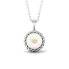 Arisha Jewels-Solitaire White Pearl Pendant in Twisted Rope Frame