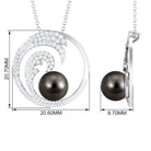 Arisha Jewels-Ocean Sea Wave Tahitian Black Pearl Pendant Necklace with Moissanite