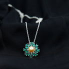 Arisha Jewels-Golden South Sea Pearl Cocktail Pendant Necklace with Emerald