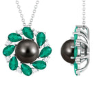 Arisha Jewels-Floral Inspired Tahitian Pearl Pendant with Emerald