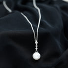 Cultured White Pearl Drop Pendant with Moissanite - Arisha Jewels