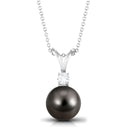 Arisha Jewels-Tahitian Black Pearl Solitaire Pendant Necklace with Diamond