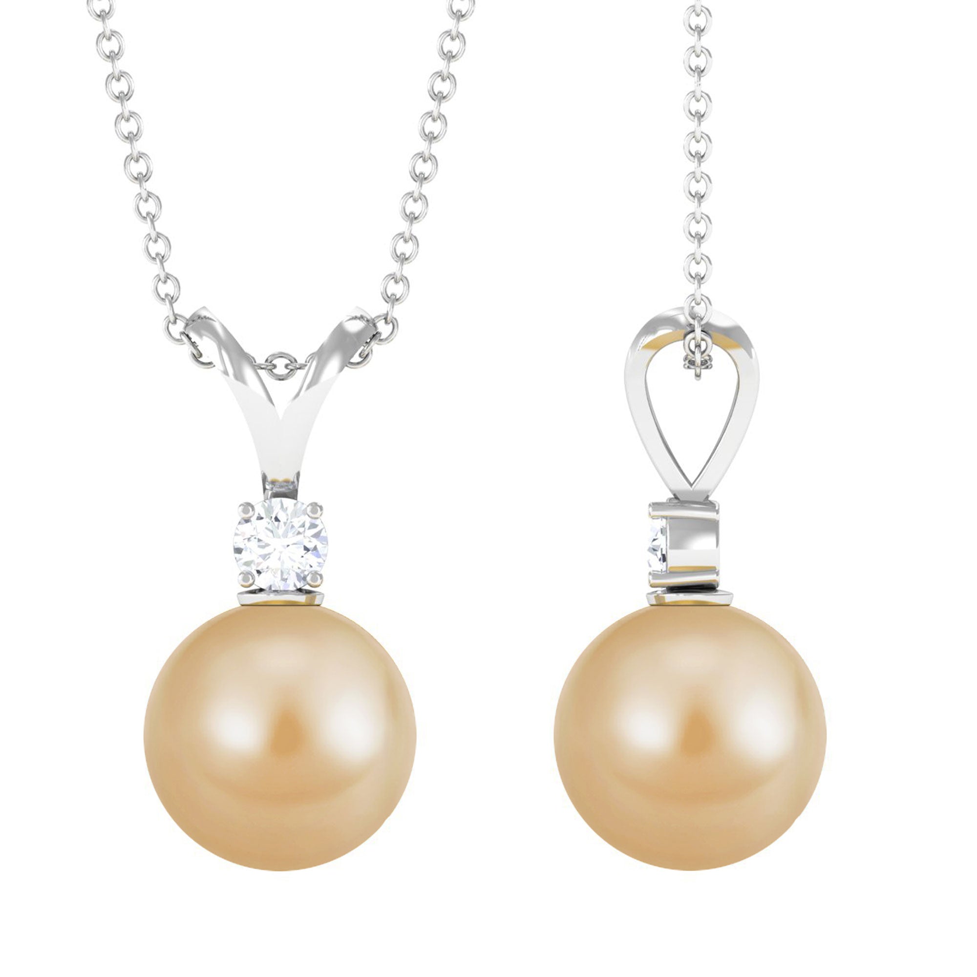 Arisha Jewels-Minimal South Sea Pearl and Diamond Pendant with Rabbit Ear Bail