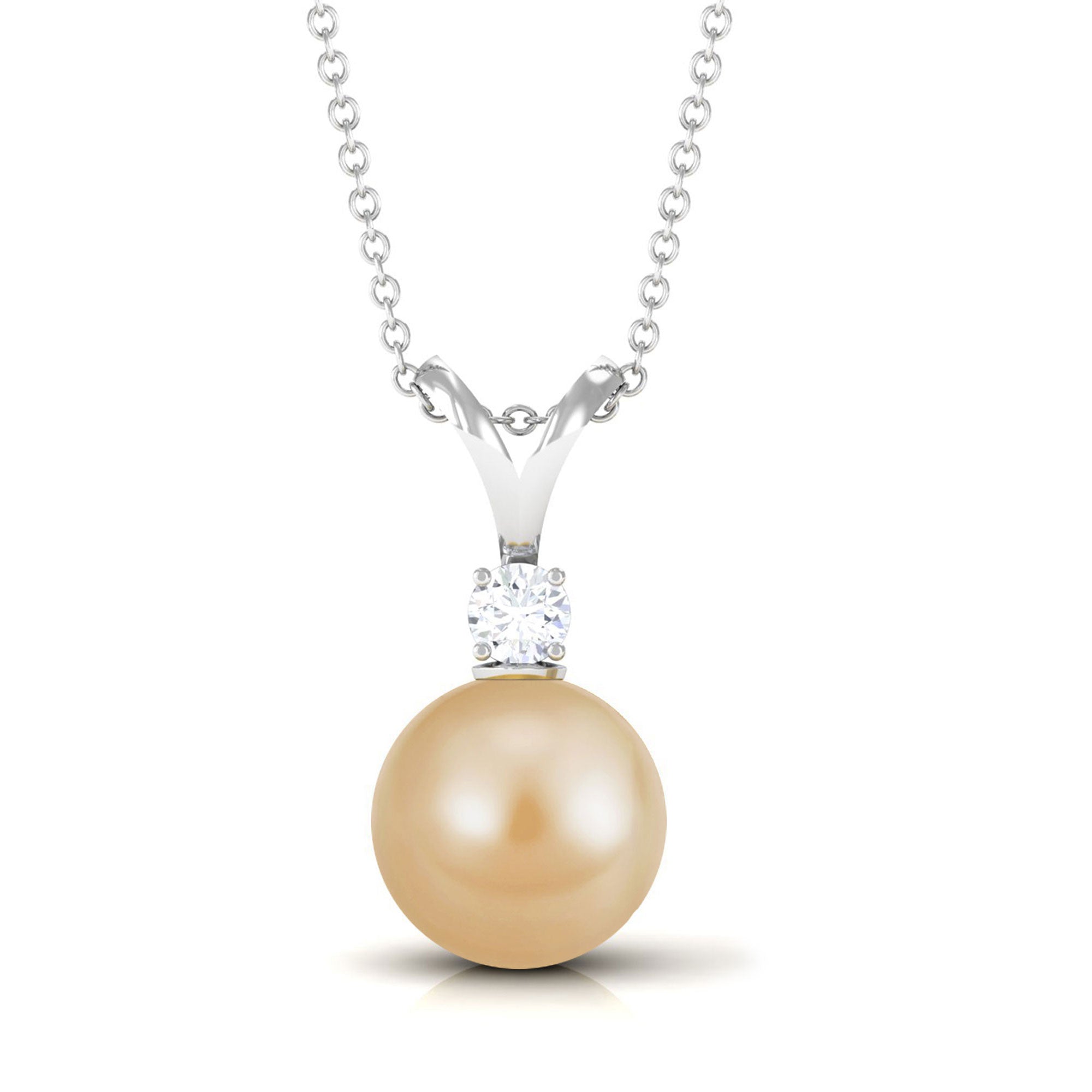 Arisha Jewels-Minimal South Sea Pearl and Diamond Pendant with Rabbit Ear Bail