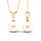 Arisha Jewels-Handpicked White Pearl Drop Pendant Necklace with Diamond