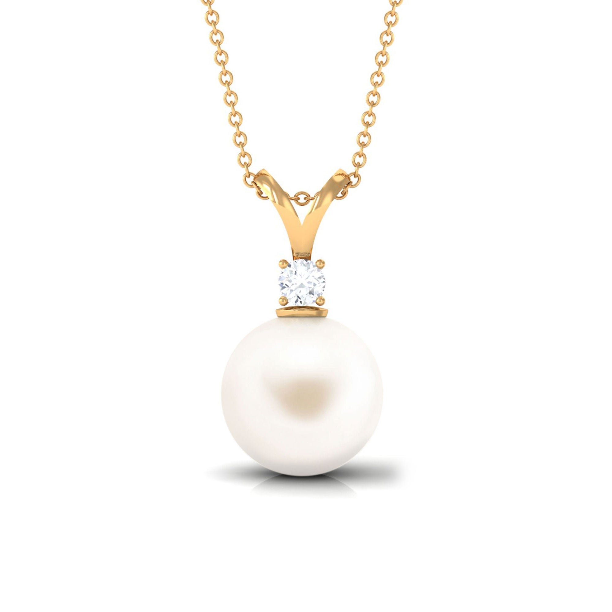 Arisha Jewels-Handpicked White Pearl Drop Pendant Necklace with Diamond