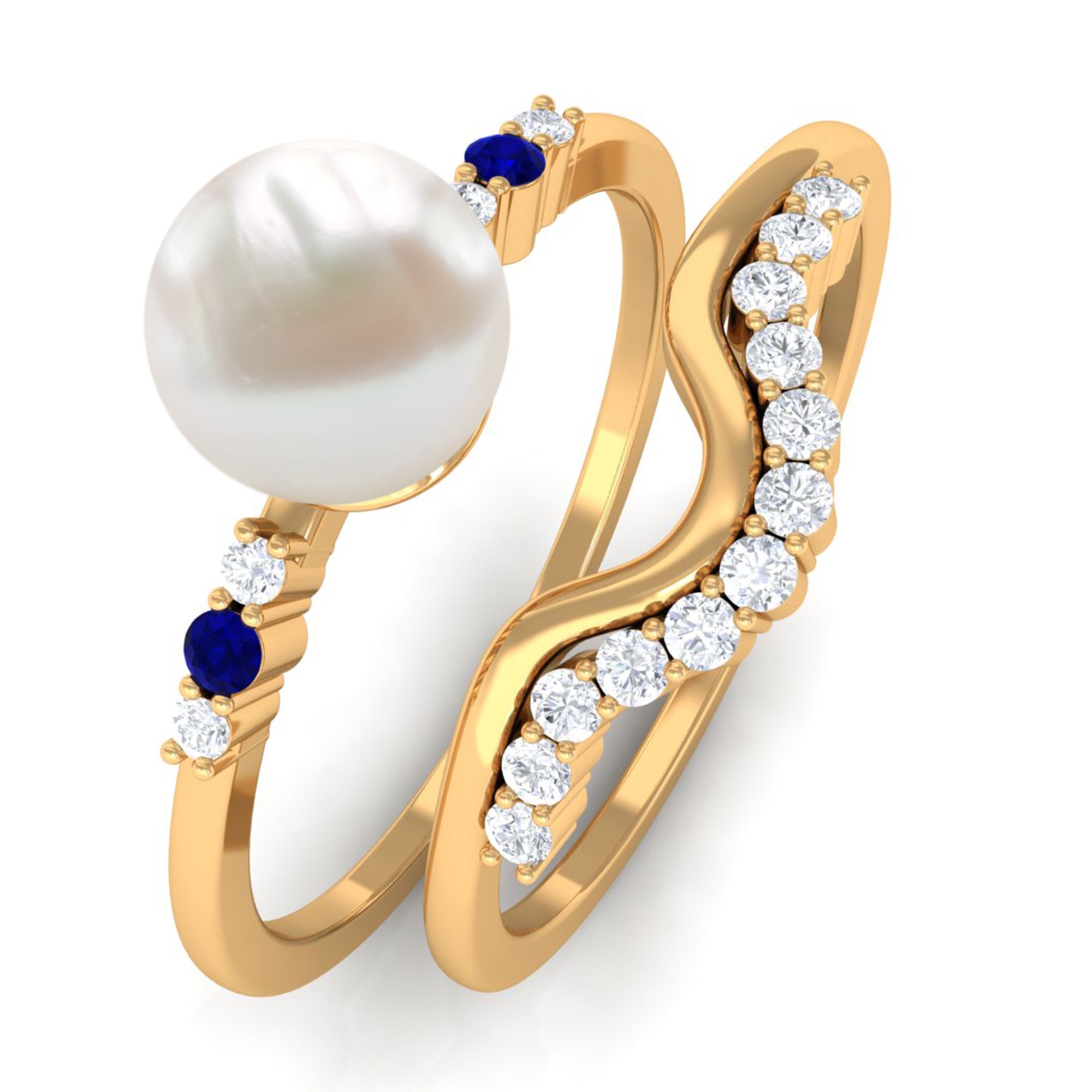 Arisha Jewels-Elegant White Pearl Ring Set for Bride