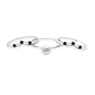 Arisha Jewels-White Pearl Trio Ring Set with Diamond and Garnet