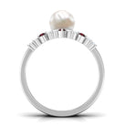 Arisha Jewels-White Pearl Trio Ring Set with Diamond and Garnet