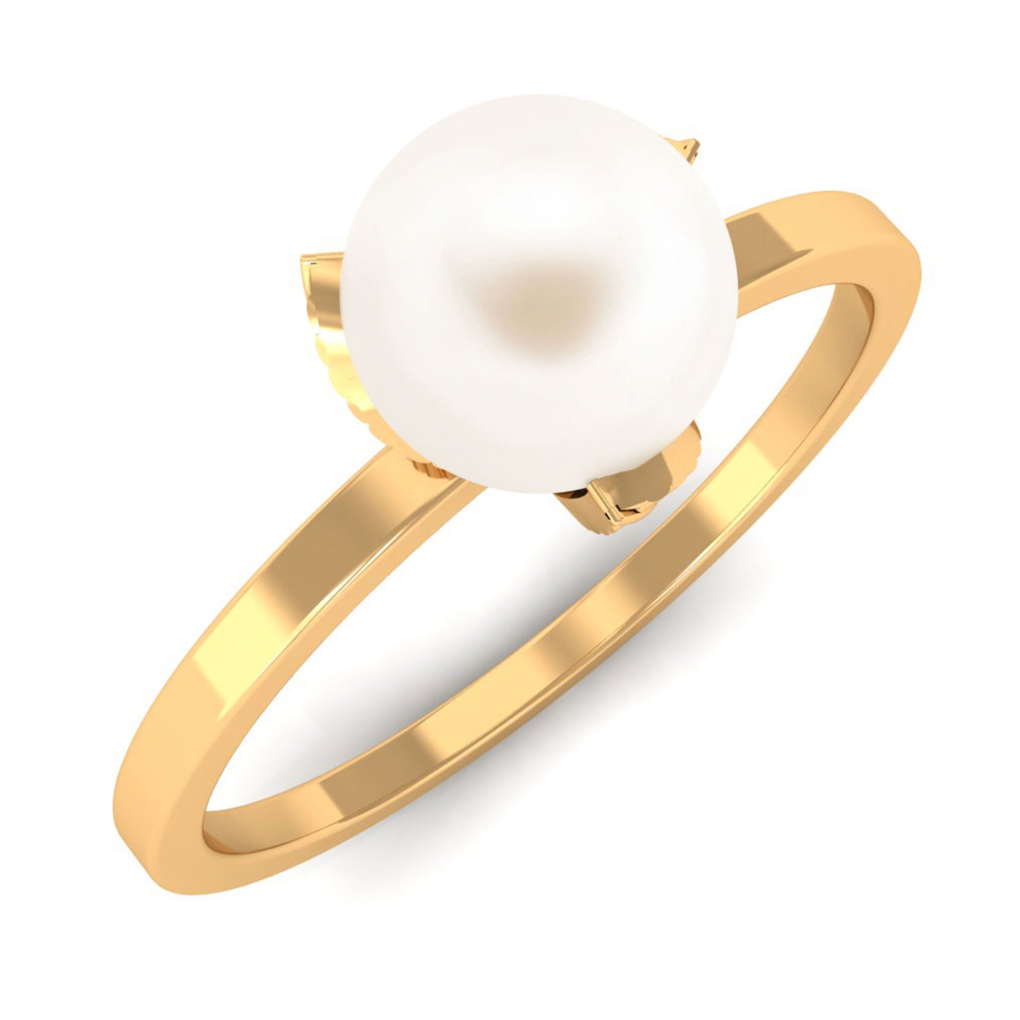 Arisha Jewels-Solitaire Freshwater Pearl Leaf Ring