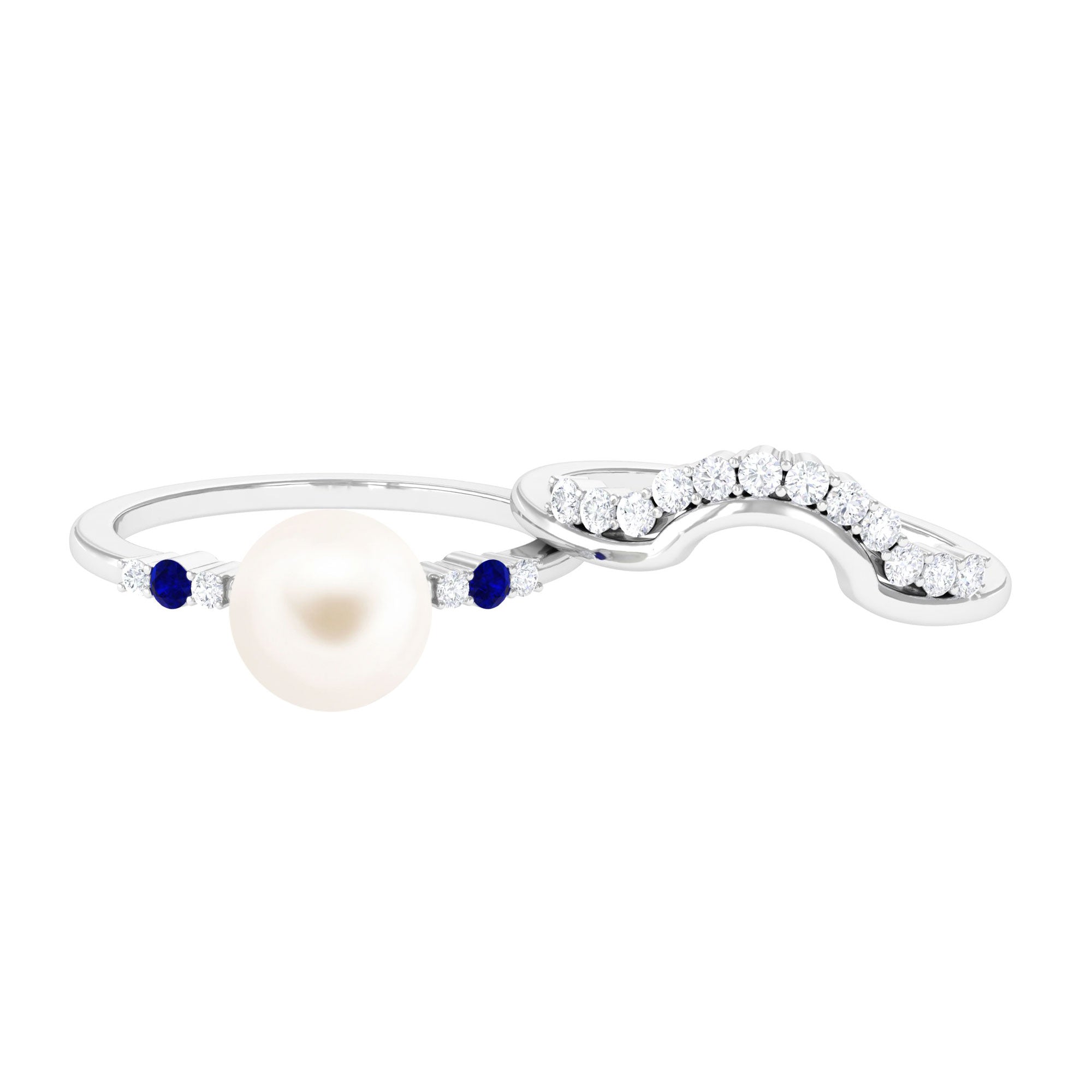 Arisha Jewels-Elegant White Pearl Ring Set for Bride