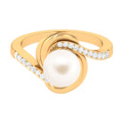 Arisha Jewels-Solitaire Freshwater Pearl Bypass Ring with Diamond