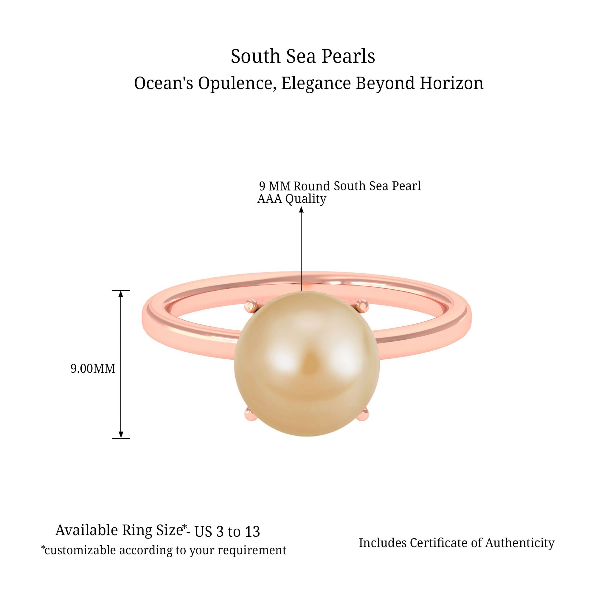 Arisha Jewels-Minimal South Sea Pearl Solitaire Ring