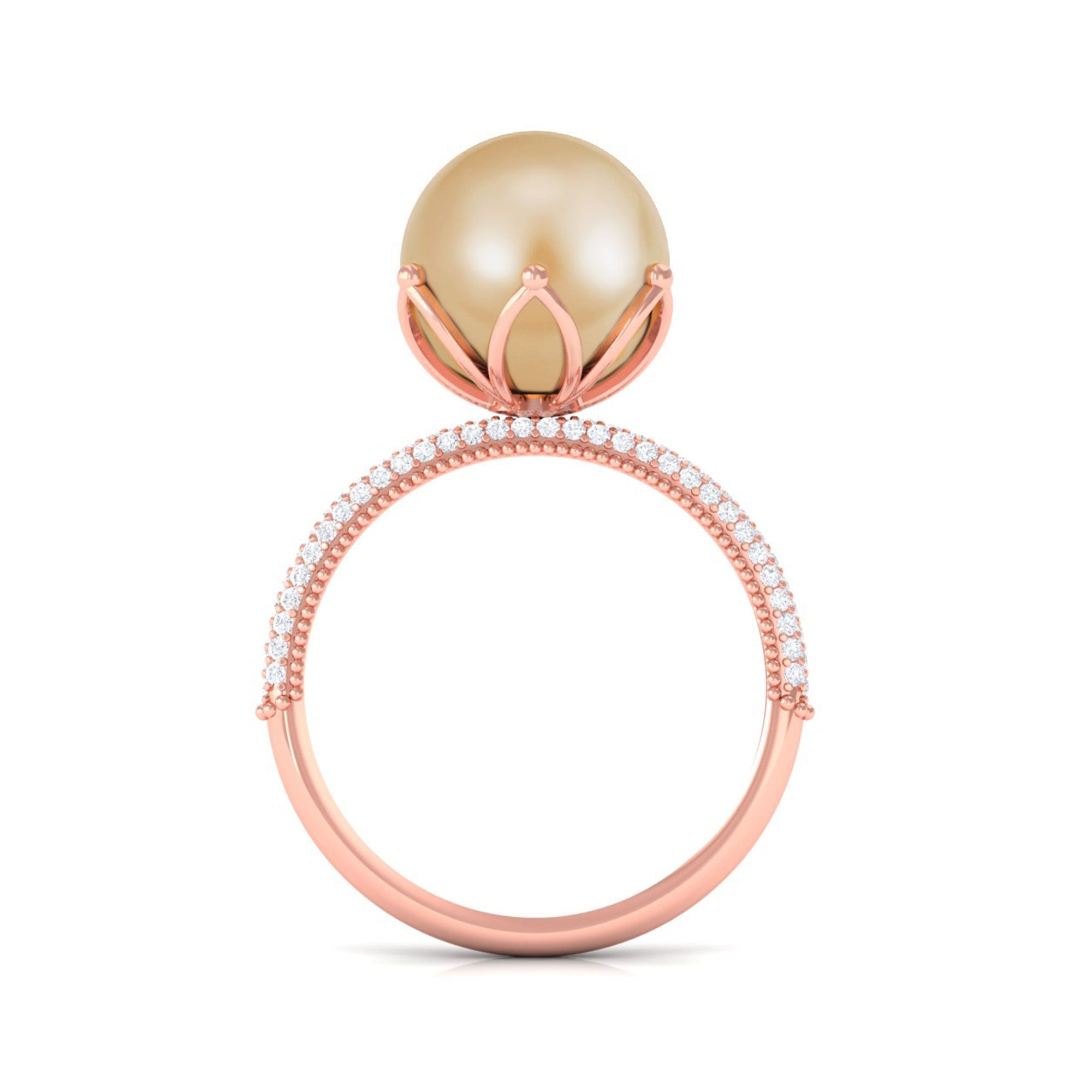 Arisha Jewels-South Sea Pearl Solitaire Engagement Ring with Diamond