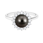 Arisha Jewels-Tahitian Pearl Halo Engagement Ring with Diamond