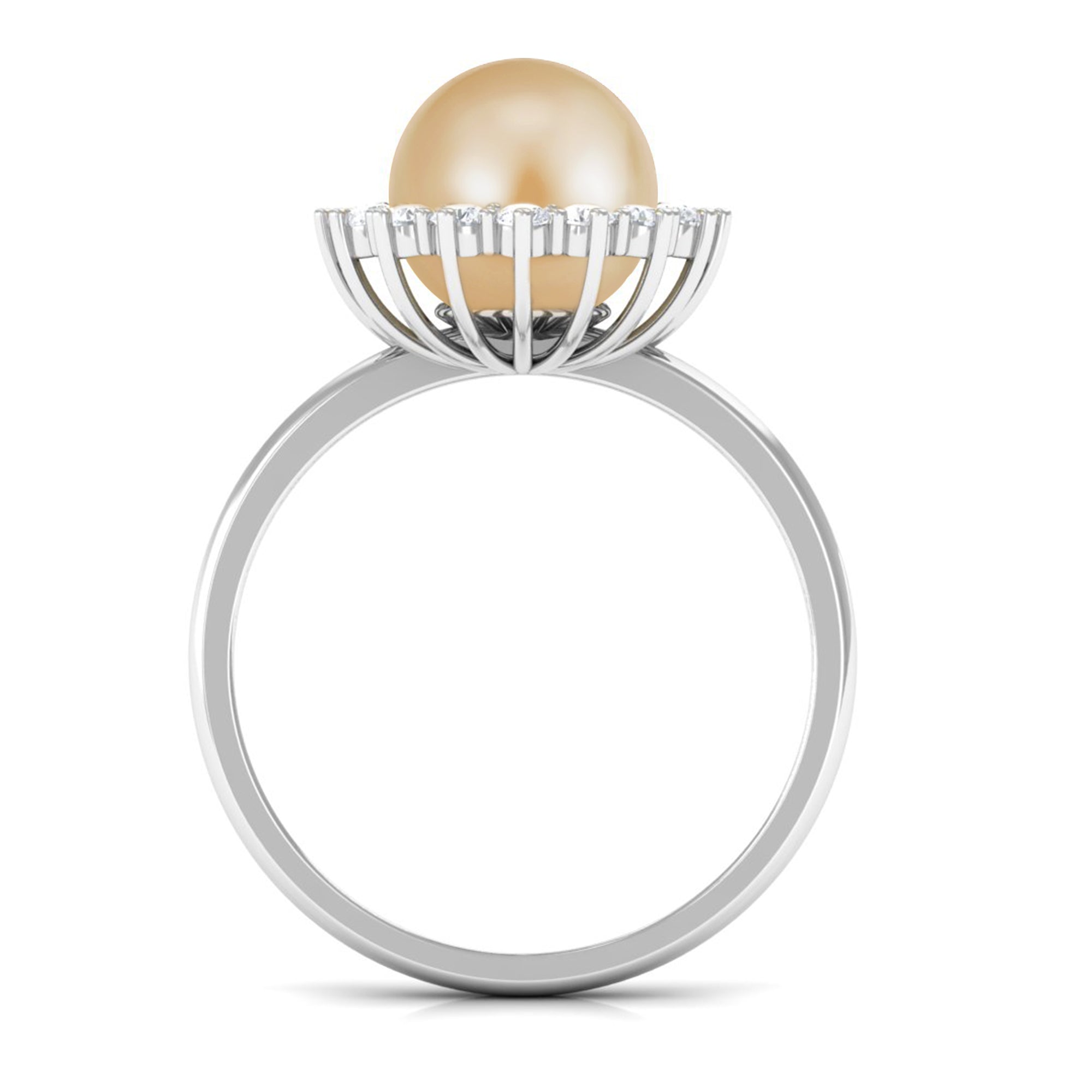 Arisha Jewels-South Sea Pearl Halo Engagement Ring with Diamond