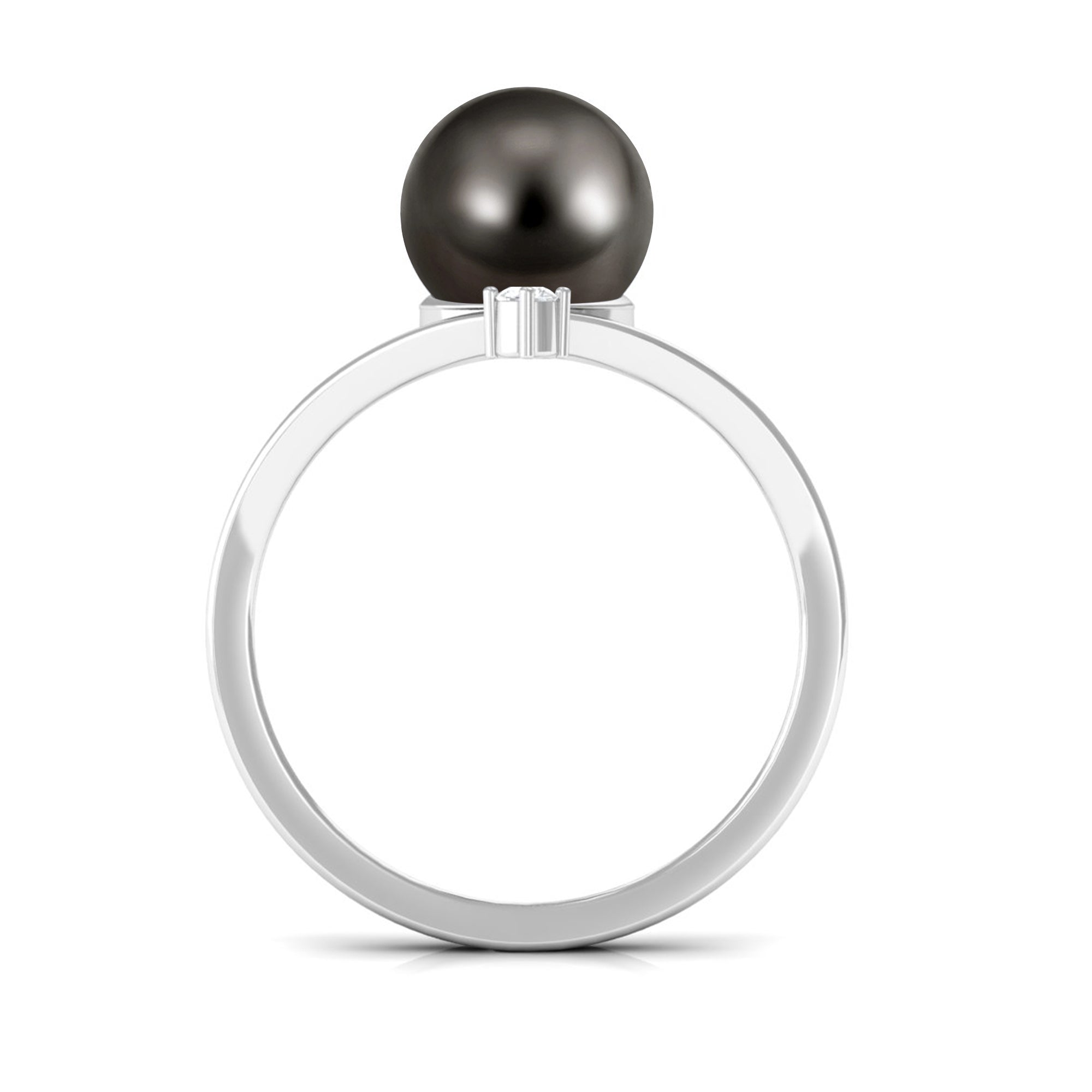 Arisha Jewels-Round Tahitian Black Pearl Solitaire Promise Ring