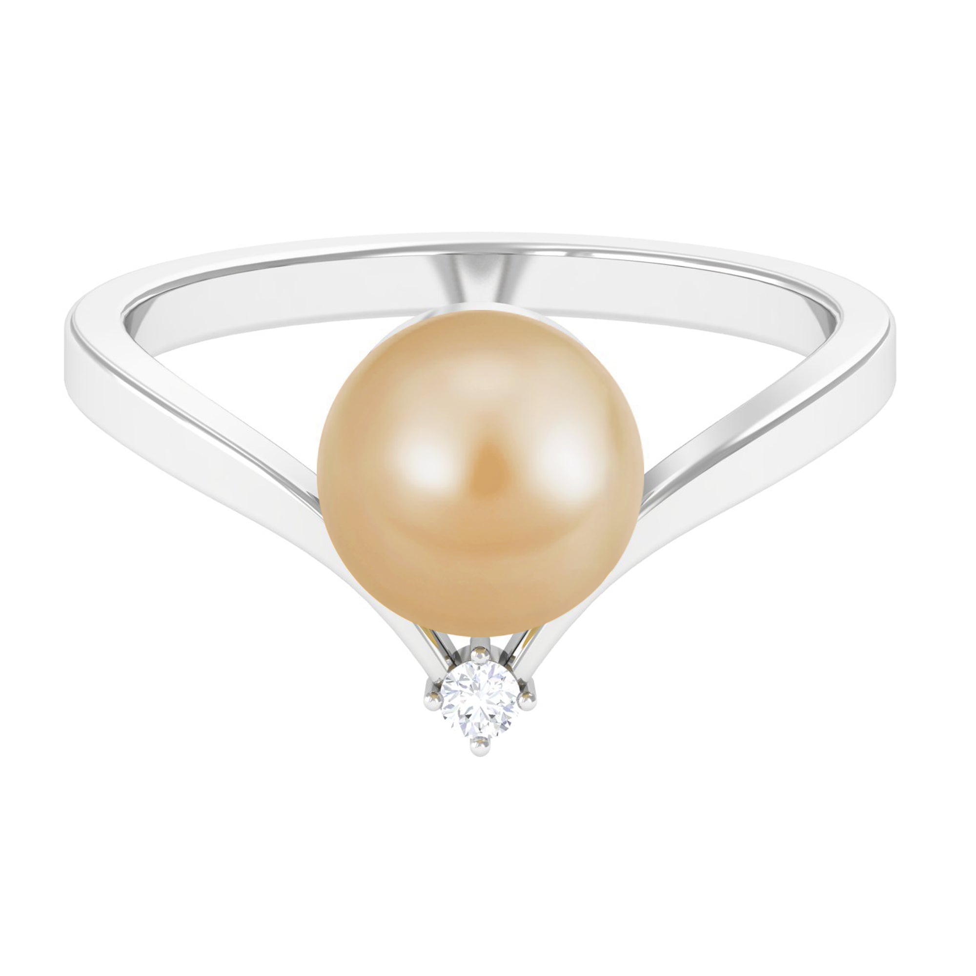 Arisha Jewels-South Sea Pearl Chevron Promise Ring with Diamond