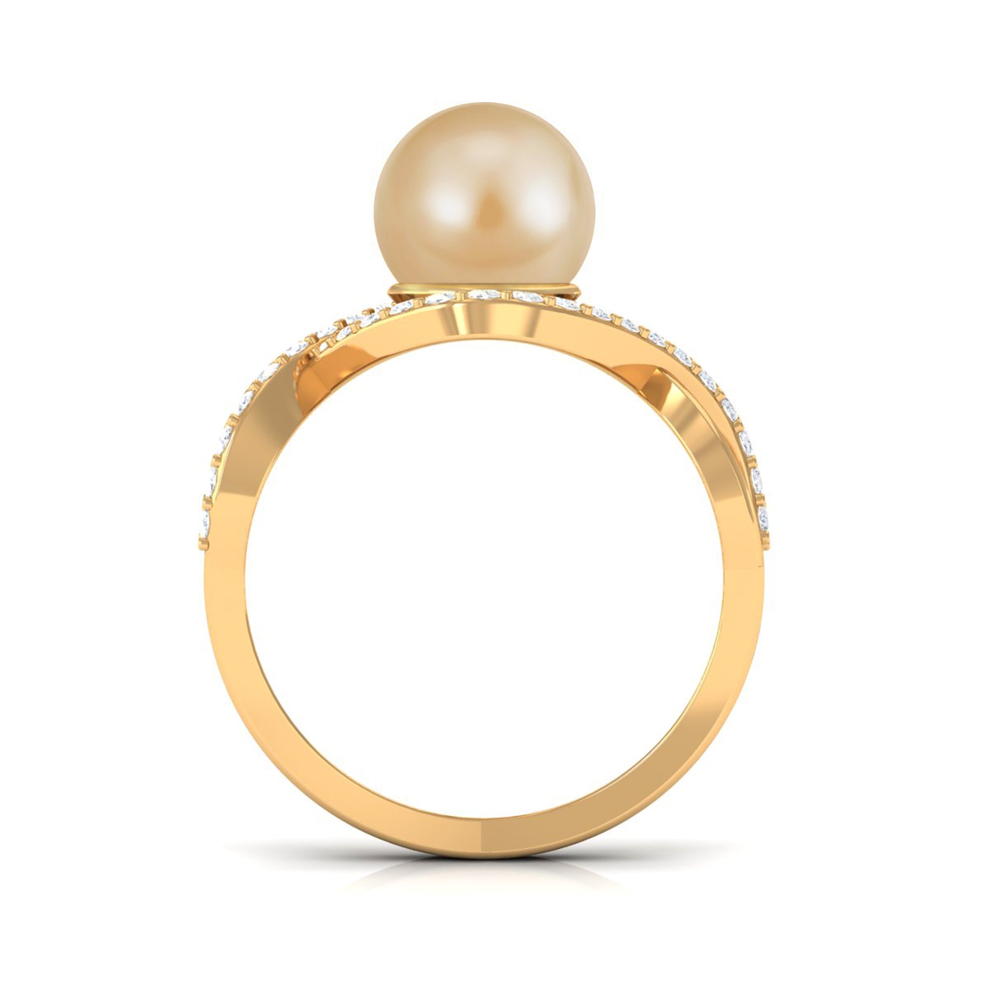 Arisha Jewels-Statement South Sea Pearl Crossover Ring with Diamond