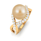 Arisha Jewels-Statement South Sea Pearl Crossover Ring with Diamond