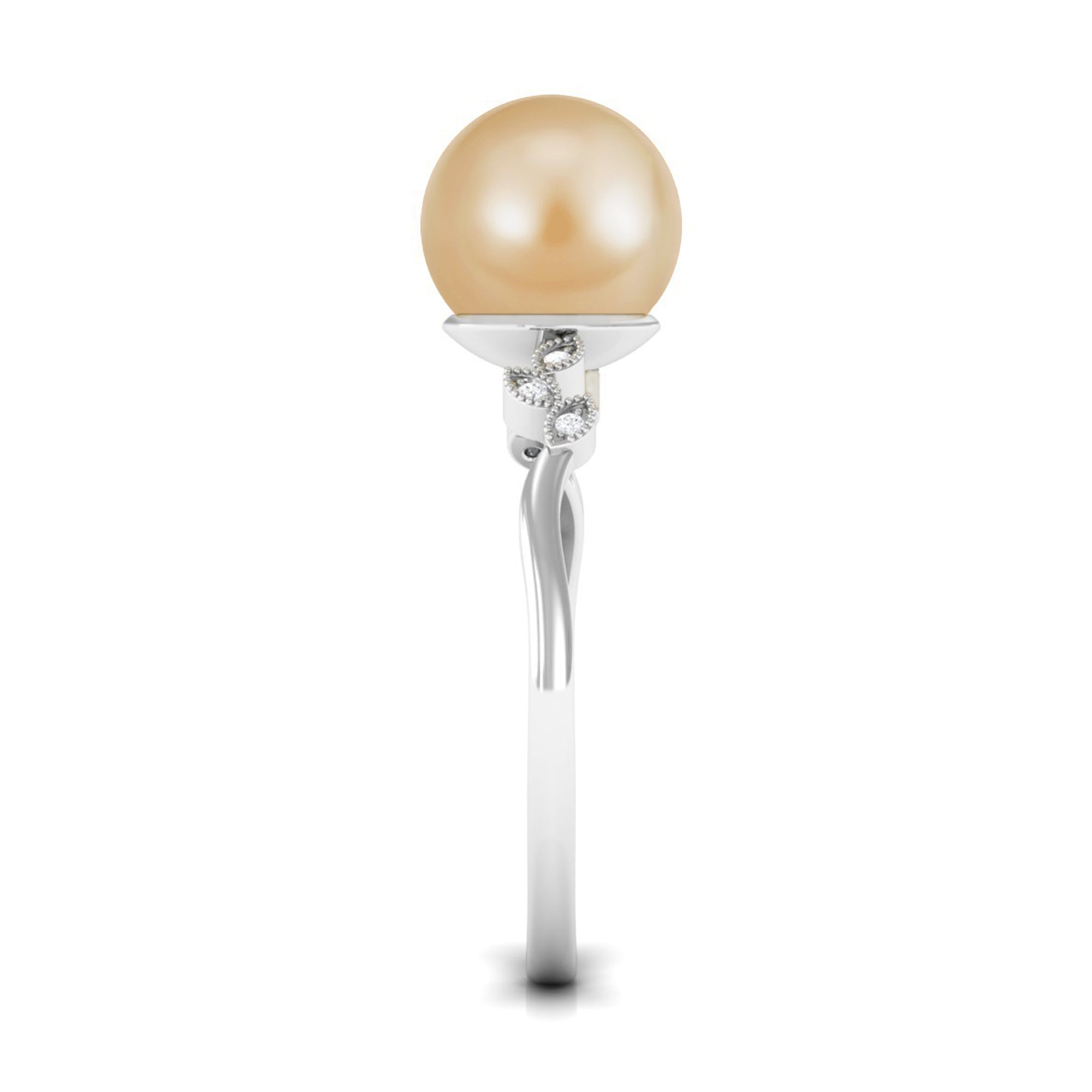 Arisha Jewels-Nature Inspired South Sea Pearl Solitaire Ring with Diamond