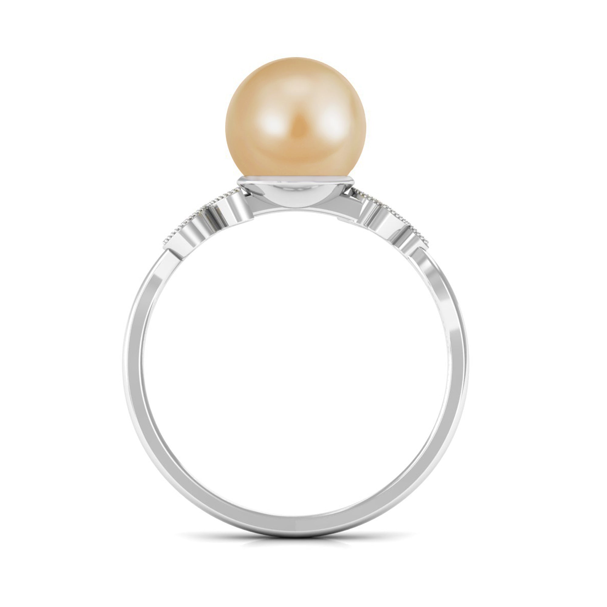 Arisha Jewels-Nature Inspired South Sea Pearl Solitaire Ring with Diamond