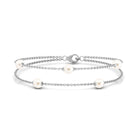 White Freshwater Pearl Double Chain Bracelet Freshwater Pearl-AAAA Quality - Arisha Jewels