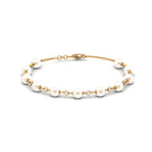 Simple Freshwater Pearl Chain Bracelet with Diamond Freshwater Pearl-AAAA Quality - Arisha Jewels