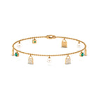 Designer Freshwater Pearl Chain Bracelet with Lock Charms Freshwater Pearl-AAAA Quality - Arisha Jewels