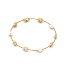 Minimal Freshwater Pearl Station Chain Bracelet with Diamond Freshwater Pearl-AAAA Quality - Arisha Jewels