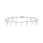 White Freshwater Pearl Bracelet with Diamond Key Charms Freshwater Pearl-AAA Quality - Arisha Jewels