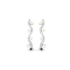 Designer Freshwater Pearl Half Hoop Earrings with Diamond Freshwater Pearl-AAAA Quality - Arisha Jewels