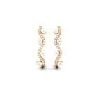 Designer Freshwater Pearl Half Hoop Earrings with Diamond Freshwater Pearl-AAAA Quality - Arisha Jewels