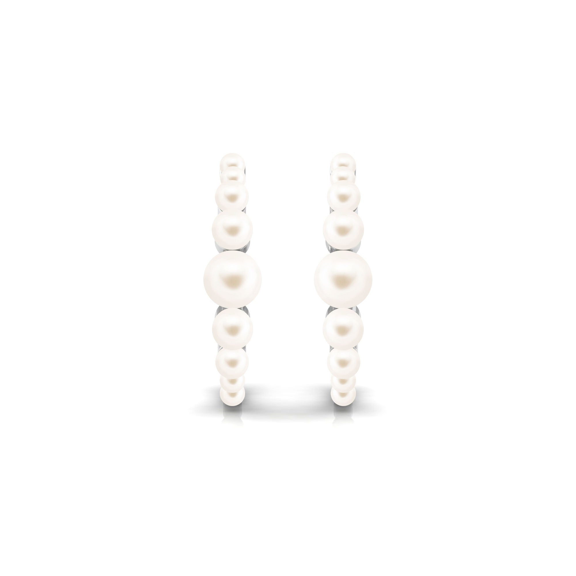 Elegant Freshwater Pearl Hoop Earrings in Graduated Style Freshwater Pearl-AAAA Quality - Arisha Jewels