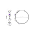 Floral Pearl Hoop Earrings with Amethyst and Diamond Freshwater Pearl-AAA Quality - Arisha Jewels