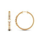 Simple Freshwater Pearl Hoop Earrings with Diamond Freshwater Pearl-AAA Quality - Arisha Jewels