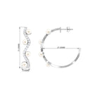 Designer Freshwater Pearl Half Hoop Earrings with Diamond Freshwater Pearl-AAA Quality - Arisha Jewels