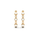 Vintage Inspired Minimal Freshwater Pearl Hoop Earrings with Diamond Freshwater Pearl-AAA Quality - Arisha Jewels