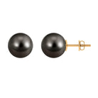 Simple Round Tahitian Pearl Solitaire Stud Earrings Tahitian pearl - ( AAA ) - Quality - Arisha Jewels