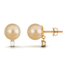 Minimal South Sea Pearl Solitaire Stud Earrings with Diamond South Sea Pearl - ( AAA ) - Quality - Arisha Jewels